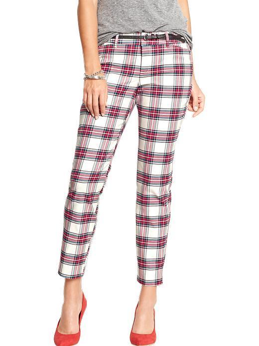 Womens The Pixie Plaid Ankle Pants Size 0 Regular - White Plaid