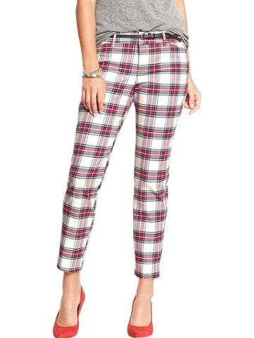 Womens The Pixie Plaid Ankle Pants Size 0 Regular - White Plaid