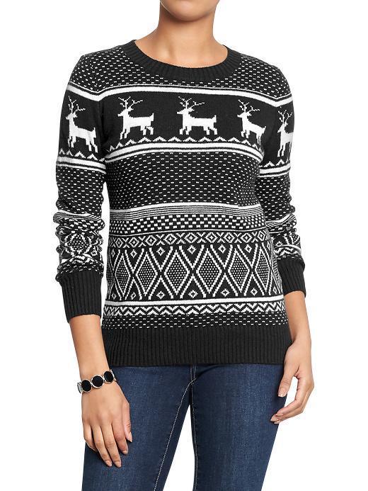 Old Navy Womens Fair Isle Sweaters - Black