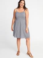 Old Navy Womens Plus-size Fit & Flare Cami Dress Blue Gingham Size 1x