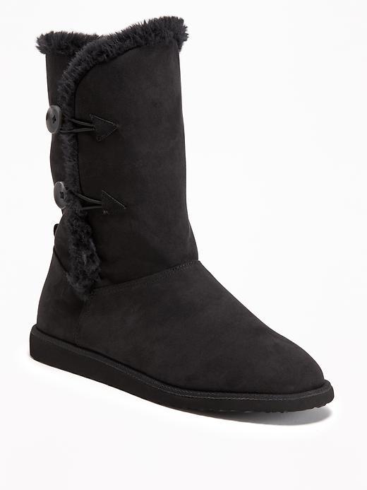 Old Navy Tall Sherpa Lined Boots For Women - Black