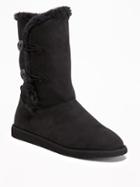 Old Navy Tall Sherpa Lined Boots For Women - Black