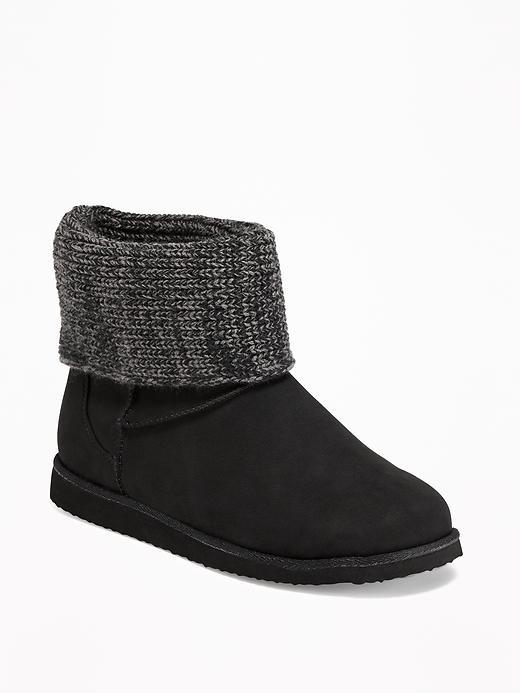 Old Navy Sweater Cuff Boots For Women - Black