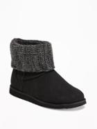 Old Navy Sweater Cuff Boots For Women - Black