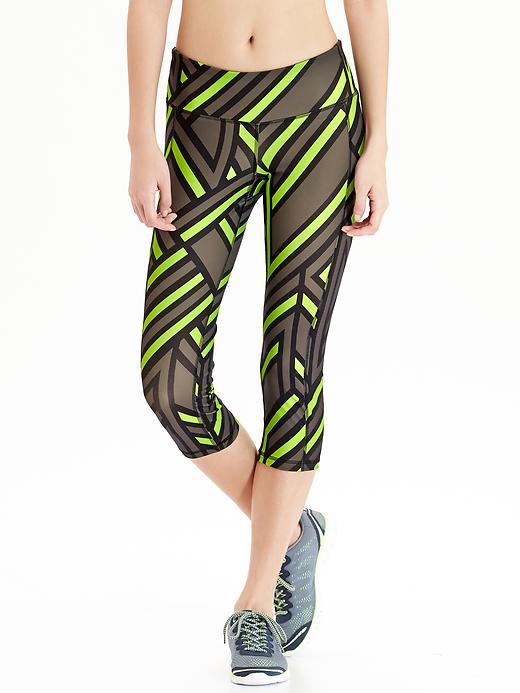 Old Navy Womens Active Patterned Compression Capris 20&quot; - Green Print
