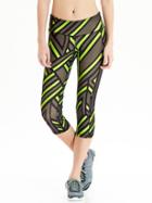 Old Navy Womens Active Patterned Compression Capris 20&quot; - Green Print