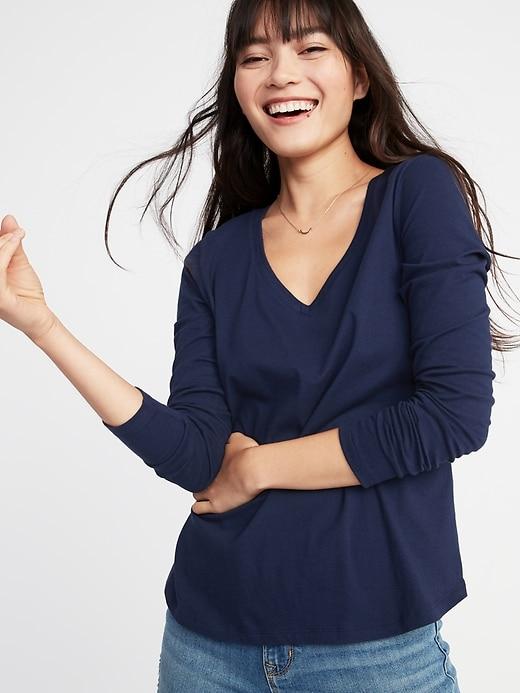 Old Navy Womens Everywear V-neck Tee For Women Blue Size M
