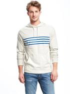 Old Navy Lightweight Striped Hoodie For Men - Creme