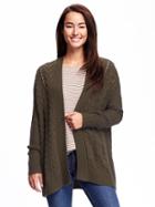 Old Navy Cable Knit Open Front Cardi For Women - Pine Needles