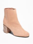 Old Navy Womens Sueded Block Heel Boots For Women Blush Size 9