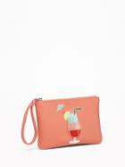 Old Navy Womens Faux-leather Cocktail-patch Wristlet For Women Coral Pink Size One Size