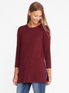 Old Navy Long & Lean Luxe Crew Neck Tunic For Women - Burgundy Stripe