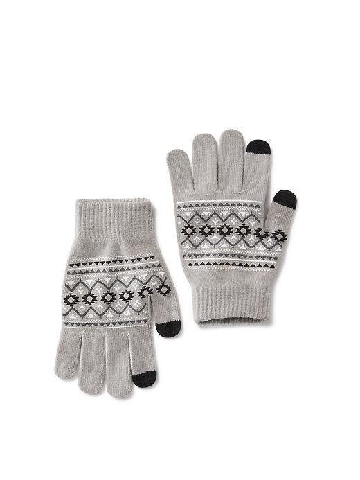 Old Navy Tech Tip Convertible Mittens Size One Size - Grey Fair Isle