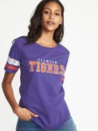 Old Navy Womens College-team Graphic Sleeve-stripe Tee For Women Clemson University Size L