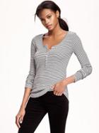 Old Navy Rib Knit Henley For Women - White Stripe