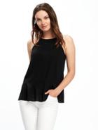 Old Navy Relaxed High Neck Pintuck Top For Women - Black