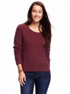 Old Navy Hi Lo Honeycomb Stitch Pullover For Women - Marion Berry