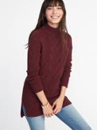 Old Navy Womens Cable-knit Tunic Sweater For Women Wine Purple Size Xs