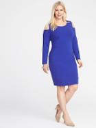 Old Navy Womens Plus-size Cold-shoulder Bodycon Dress Bluer Than Blue Size 3x