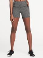 Old Navy Womens High-rise Side-pocket Compression Shorts For Women (5) Soft Black Stripe Size M
