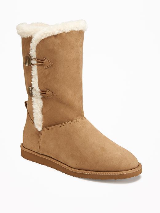 Old Navy Tall Sherpa Lined Boots For Women - Tan