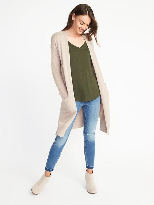 Old Navy Womens Luxe Super-long Open-front Cardi For Women Mauvey Star Size M
