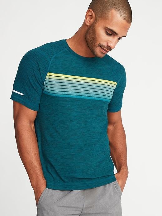 Old Navy Mens Breathe On Go-dry Stripe-graphic Tee For Men Galactic Size Xl