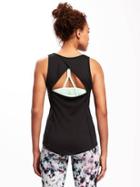 Old Navy Fitted Go Dry Cool Crossback Keyhole Tank For Women - Black