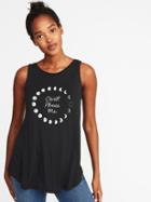 Old Navy Womens Luxe High-neck Graphic Swing Tank For Women Black Size L