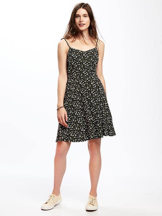 Old Navy Fit & Flare Cami Dress For Women - Green Black Black