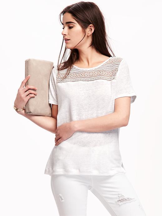 Old Navy Lace Yoke Swing Tee For Women - White