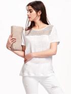 Old Navy Lace Yoke Swing Tee For Women - White