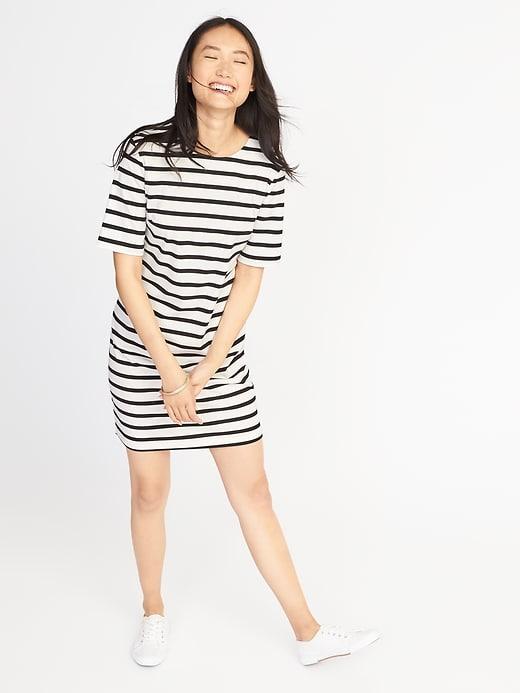 Old Navy Womens Ponte-knit Shift Dress For Women Black/white Stripe Size Xl