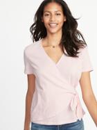 Old Navy Womens Textured Wrap-front Tie-hem Top For Women Blush On You Size M