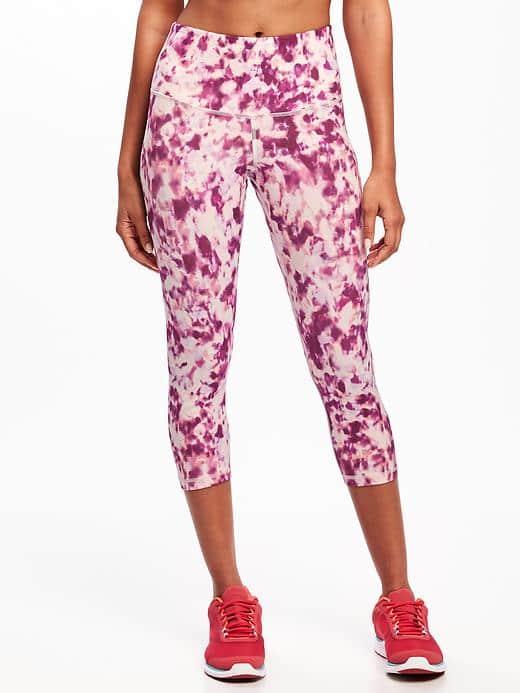 Old Navy Go Dry High Rise Printed Compression Crops For Women - Water Color Numbers