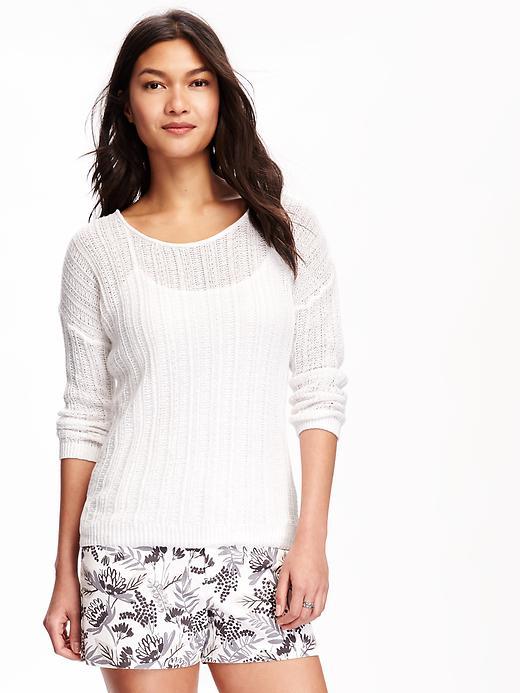 Old Navy Lightweight Pointelle Sweater For Women - White