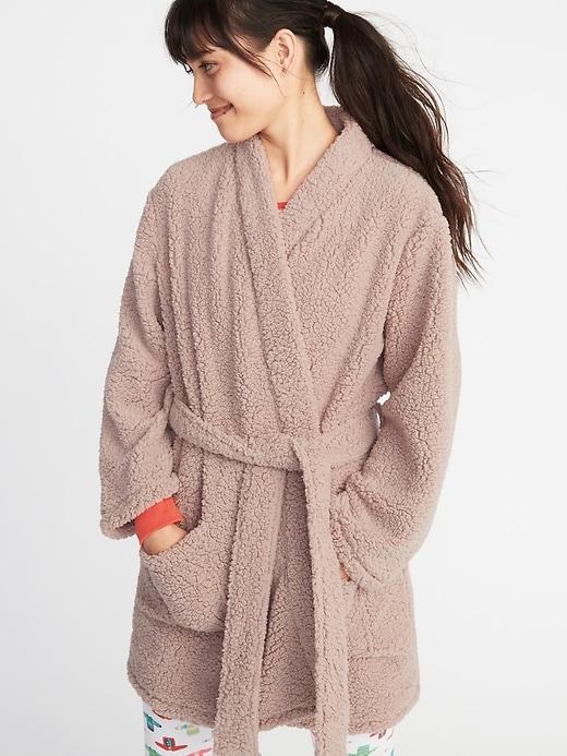 Old Navy Womens Sherpa Tie-belt Robe For Women Icelandic Mineral Size Xl/xxl