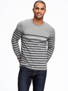 Old Navy Striped Crew Neck Layering Tee For Men - Dark Heather Gray