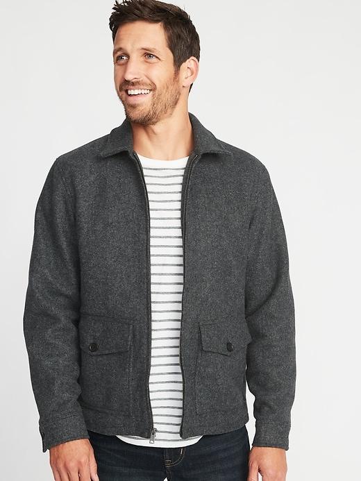 Old Navy Mens Brushed Felt Zip Jacket For Men Heather Gray Size Xs