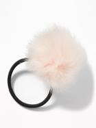 Old Navy Womens Faux-fur Pom-pom Elastic Hair Tie For Women Passion Pink Size One Size