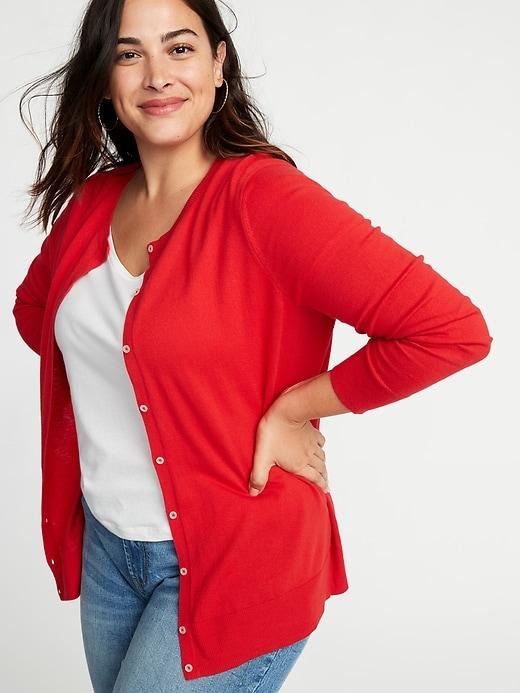Old Navy Womens Semi-fitted Crew-neck Plus-size Cardi Vermilion Red Size 1x
