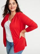 Old Navy Womens Semi-fitted Crew-neck Plus-size Cardi Vermilion Red Size 1x