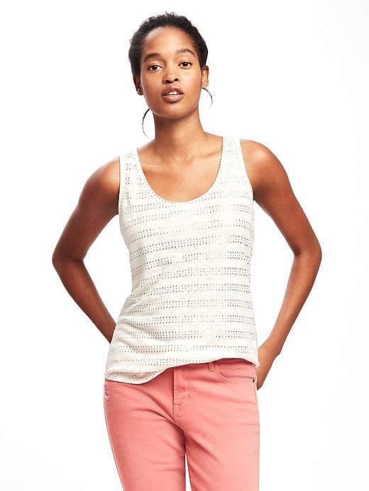 Old Navy Relaxed Linen Blend Curved Hem Tank For Women - Creme De La Creme