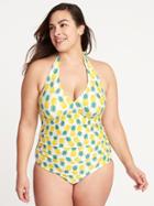 Old Navy Womens Smooth & Slim Plus-size Halter Swimsuit Pineapples Size 1x