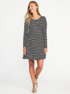 Old Navy Jersey Knit Swing Dress For Women - Black/white Stripe
