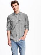 Old Navy Slim Fit Double Pocket Linen Blend Shirt For Men - Flax Linen