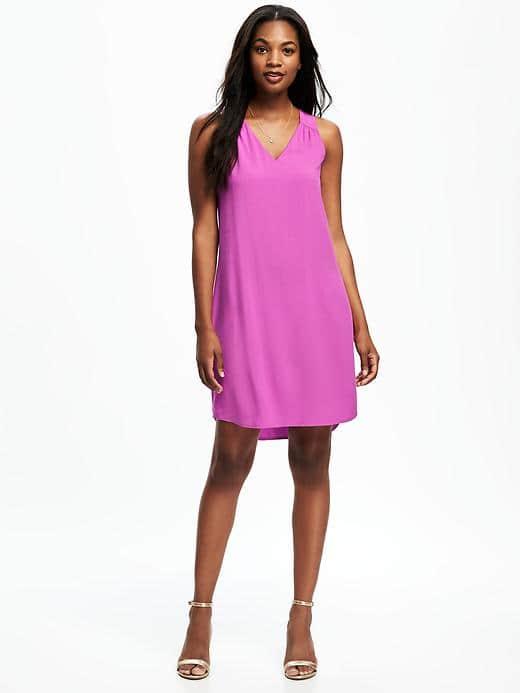 Old Navy V Neck Shift Dress For Women - Razzleberry