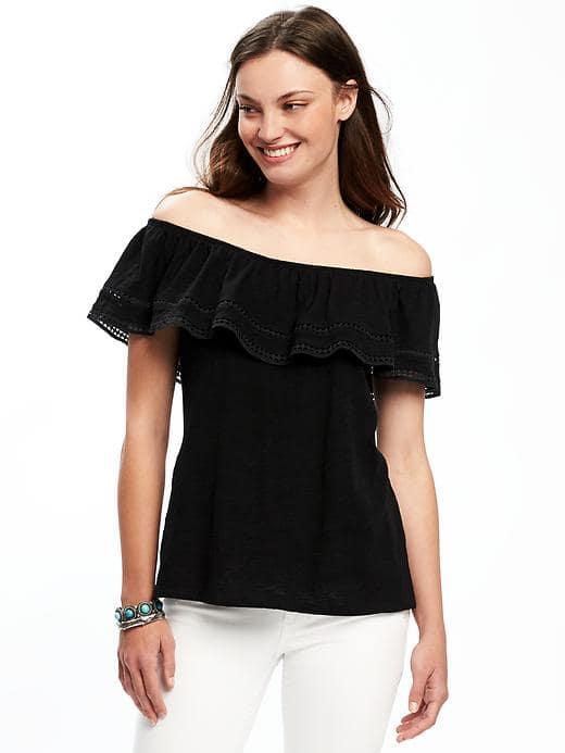 Old Navy Off The Shoulder Swing Top For Women - Black
