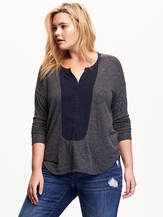 Old Navy Womens Plus Sweater Knit Henley Size 1x Plus - Lost At Sea Navy