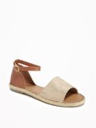 Old Navy Ankle Strap Espadrilles For Women - Metallic Gold